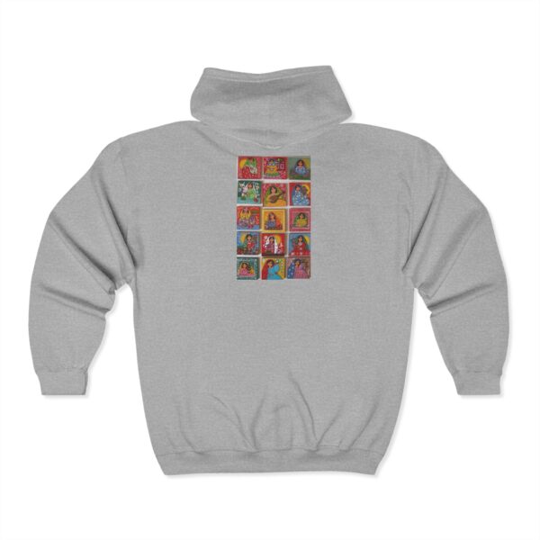 Colorful Art Back Design Unisex Zip Hoodie, Cozy Zip Up - Image 6