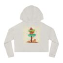 Whimsical Cat-Themed Women’s Cropped Hooded Sweatshirt
