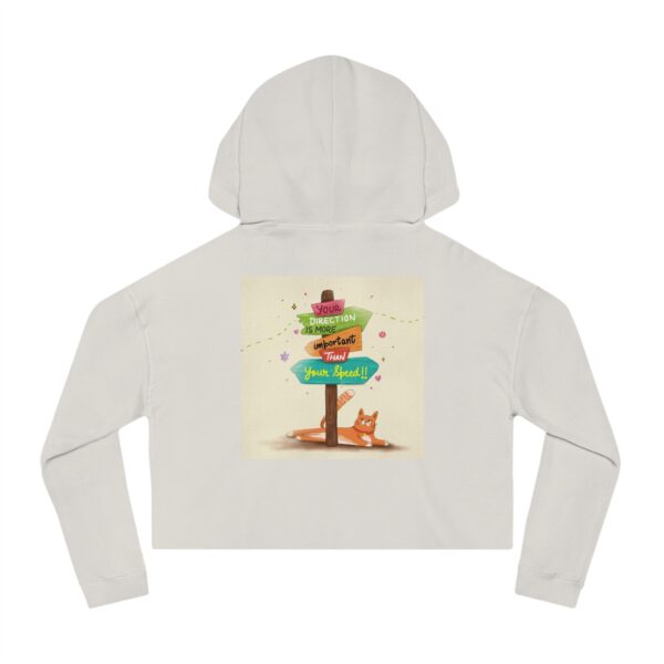 Whimsical Cat-Themed Women’s Cropped Hooded Sweatshirt - Image 5