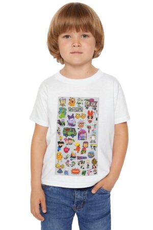 Colorful Cartoon Toddler T-shirt with Fun Characters, Playful Kids Shirt