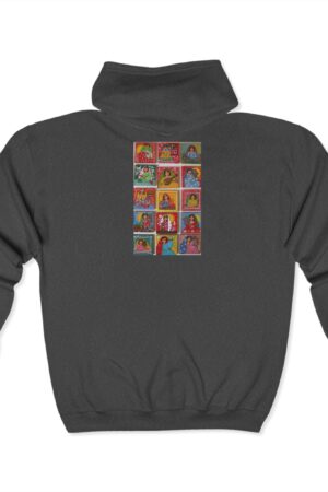 Colorful Art Back Design Unisex Zip Hoodie, Cozy Zip Up