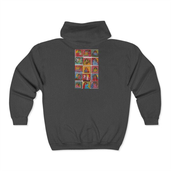 Colorful Art Back Design Unisex Zip Hoodie, Cozy Zip Up