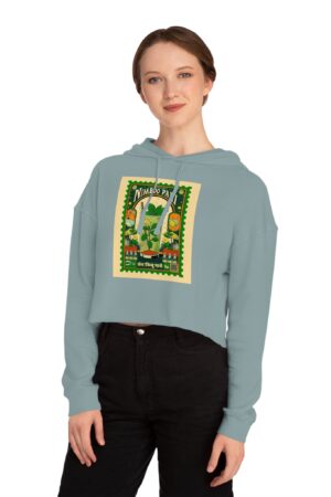 Vintage-Inspired Women's Cropped Hooded Sweatshirt, Casual Outfit