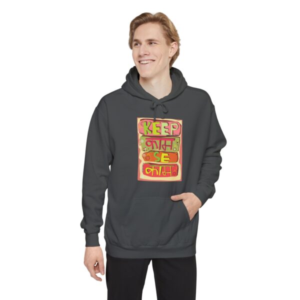 Vibrant Unisex Garment-Dyed Hoodie - Keep Calm & Be Happy - Image 9
