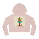 Whimsical Cat-Themed Women’s Cropped Hooded Sweatshirt