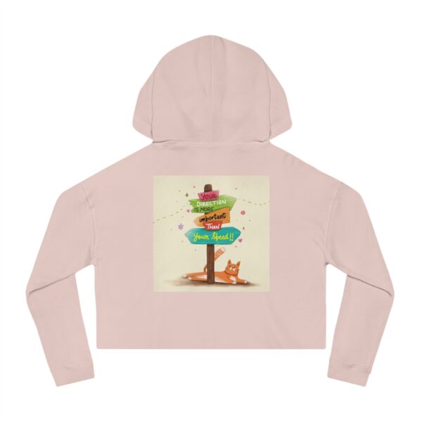 Whimsical Cat-Themed Women’s Cropped Hooded Sweatshirt - Image 3