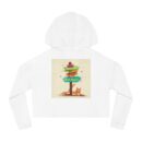 Whimsical Cat-Themed Women’s Cropped Hooded Sweatshirt