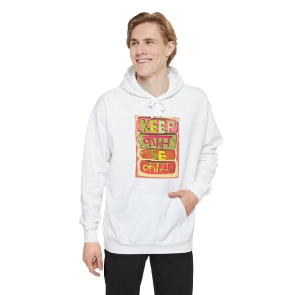 Vibrant Unisex Garment-Dyed Hoodie - Keep Calm & Be Happy - Image 6