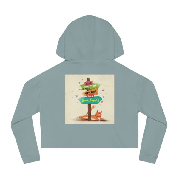 Whimsical Cat-Themed Women’s Cropped Hooded Sweatshirt - Image 7