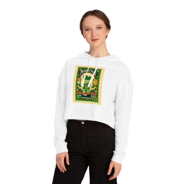 Vintage-Inspired Women's Cropped Hooded Sweatshirt, Casual Outfit - Image 4