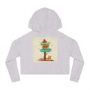 Whimsical Cat-Themed Women’s Cropped Hooded Sweatshirt
